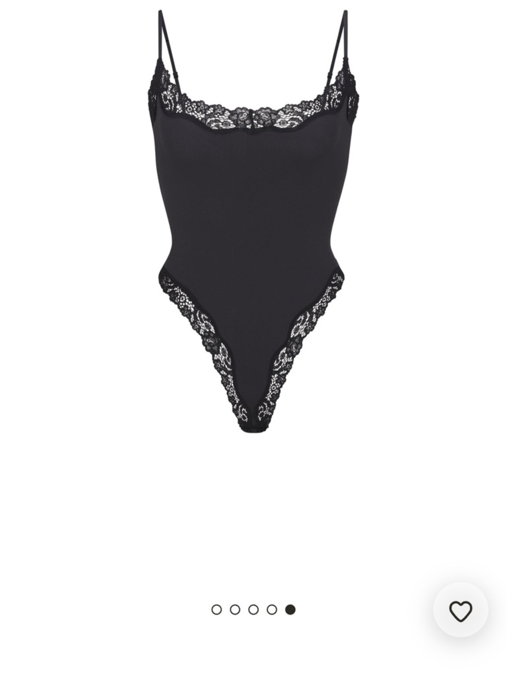 Skims Black Lace Trim Thong Bodysuit
